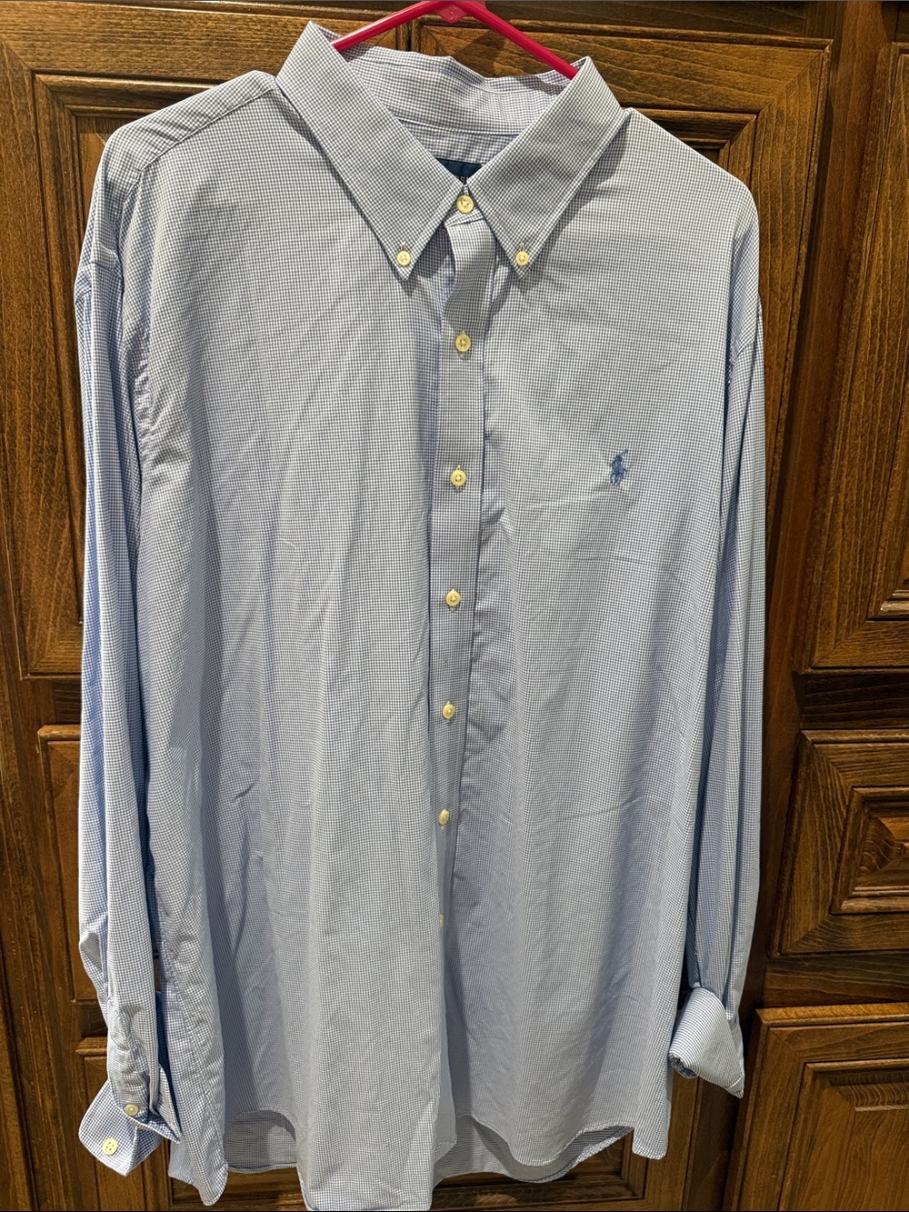 Ralph Lauren Pale Blue Micro-Check Button-Down Dress Shirt